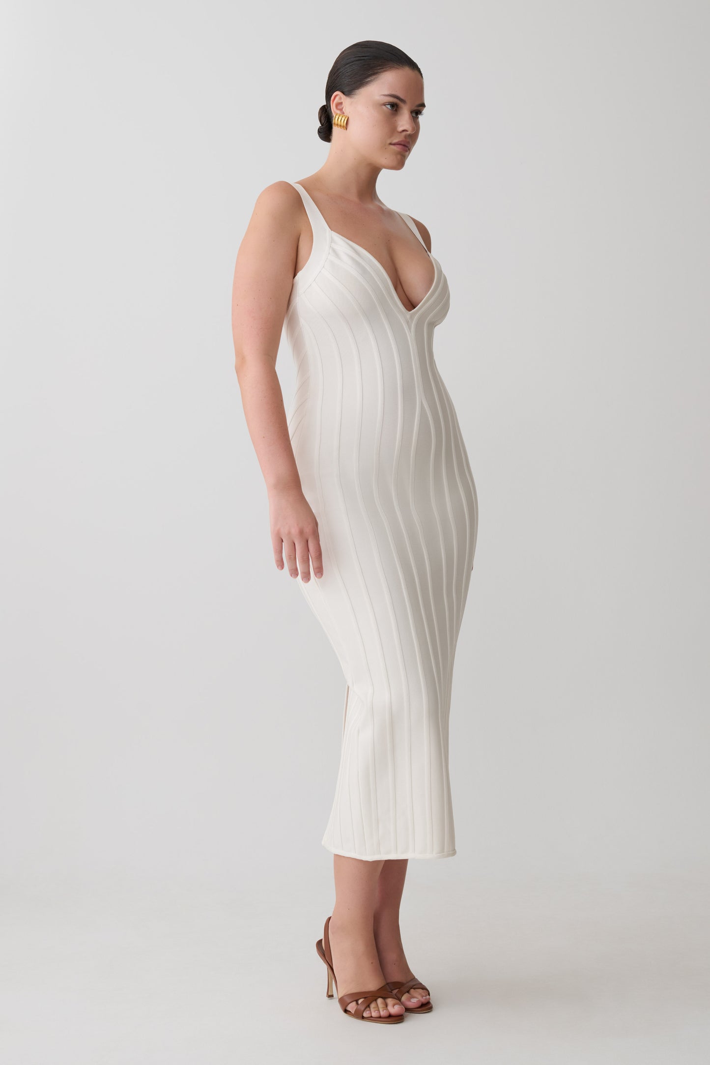 Gia Bandage Knit Midi Dress - Ivory