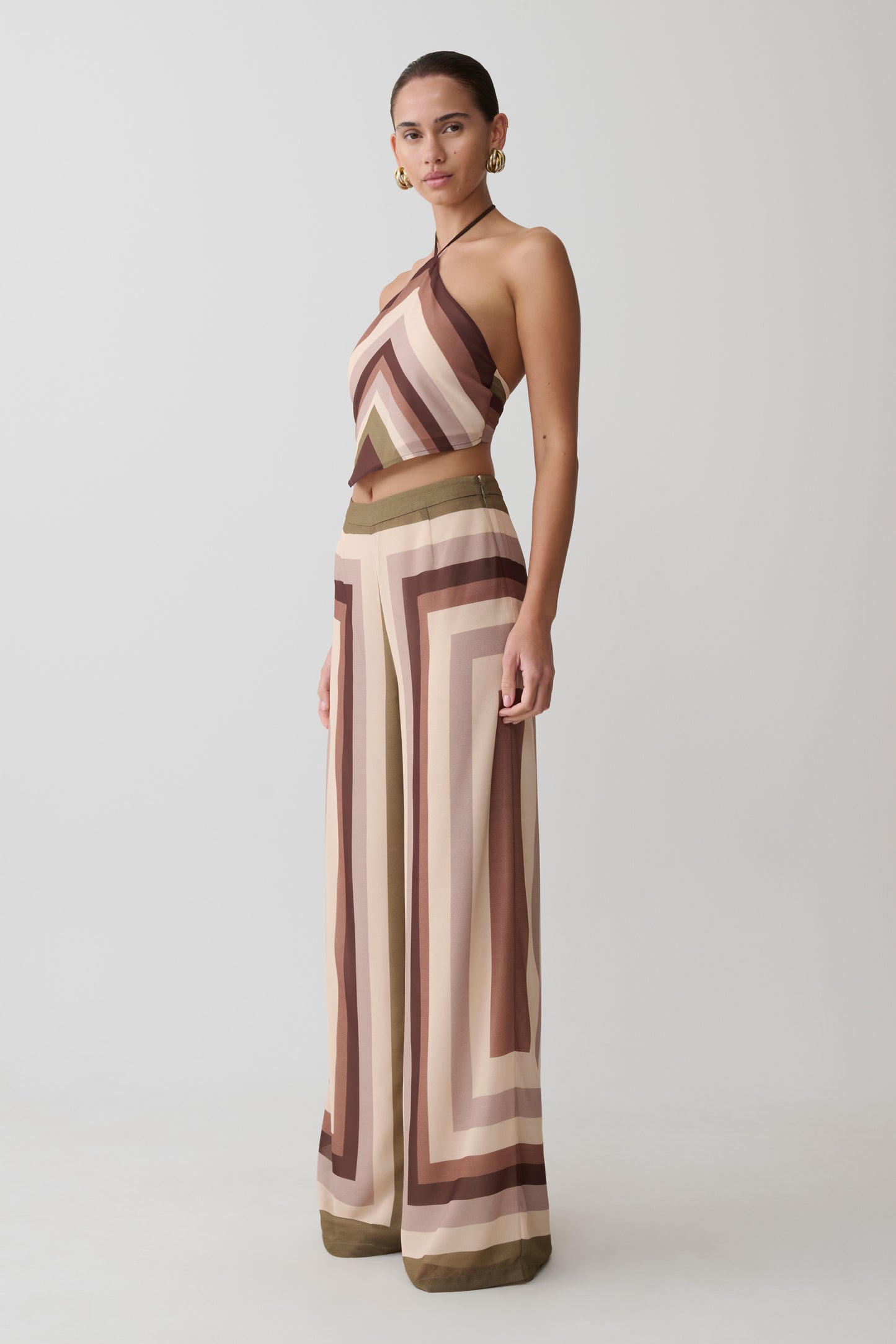 Thea Halter Chiffon Sleeveless Top - Multi Stripe