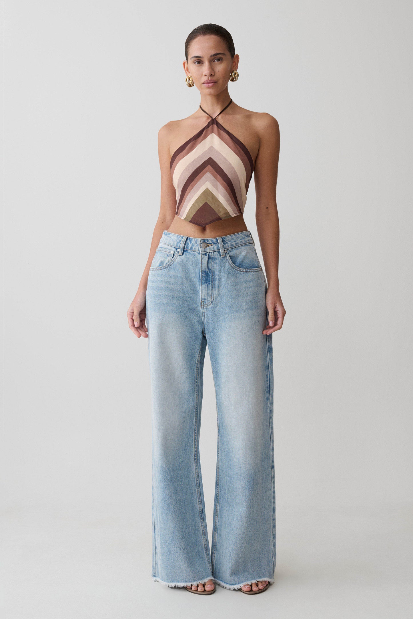 Sebastian Straight Leg Denim Jeans With Fray Hem - Washed Light Blue