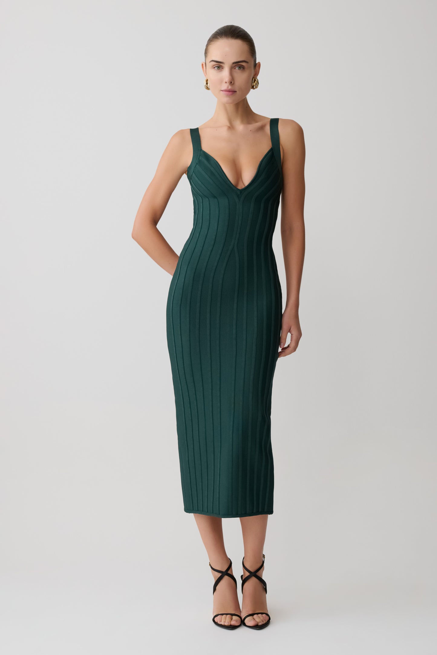 Gia Bandage Knit Midi Dress - Teal