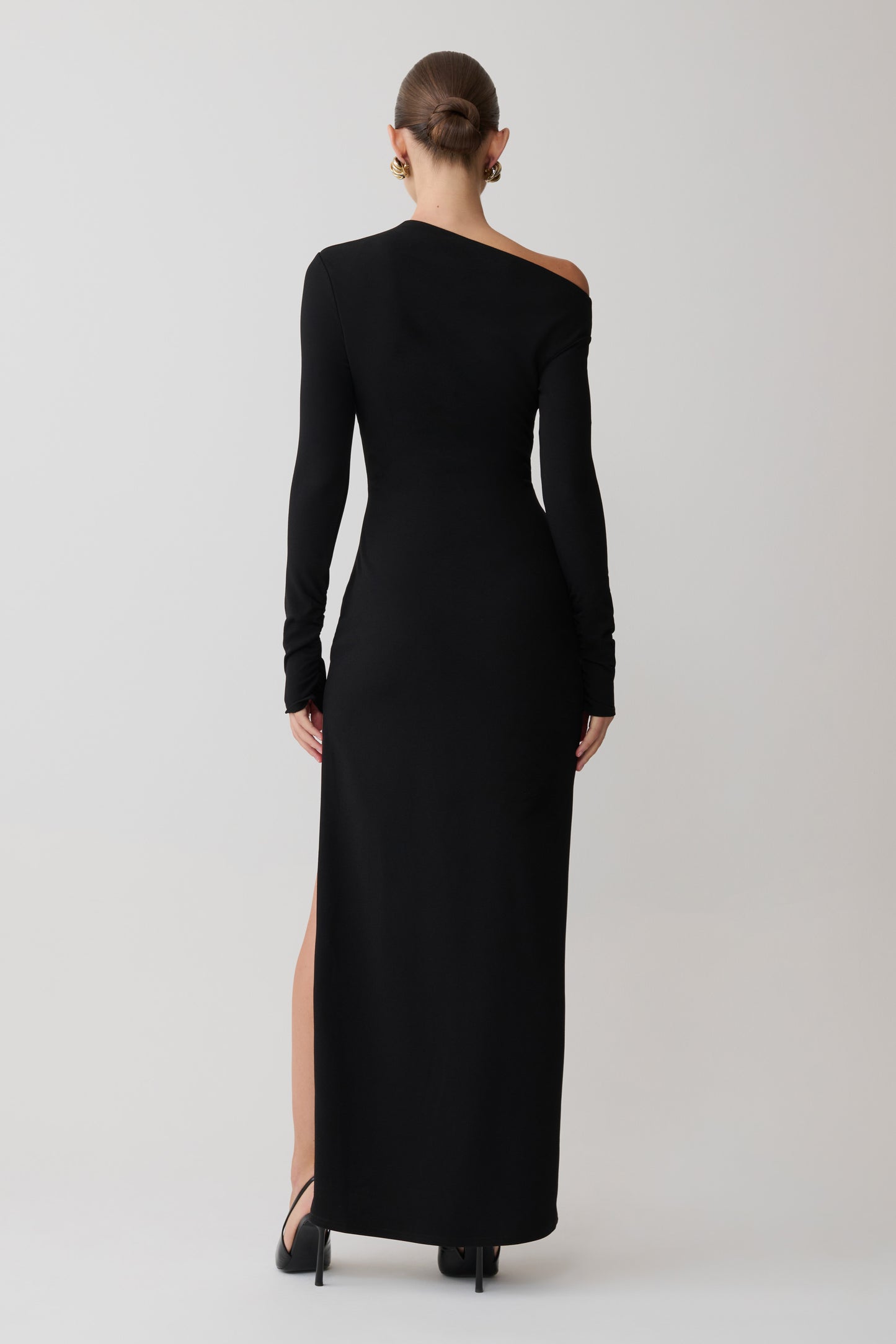 Thalyn Crepe Maxi Dress With Split - Black