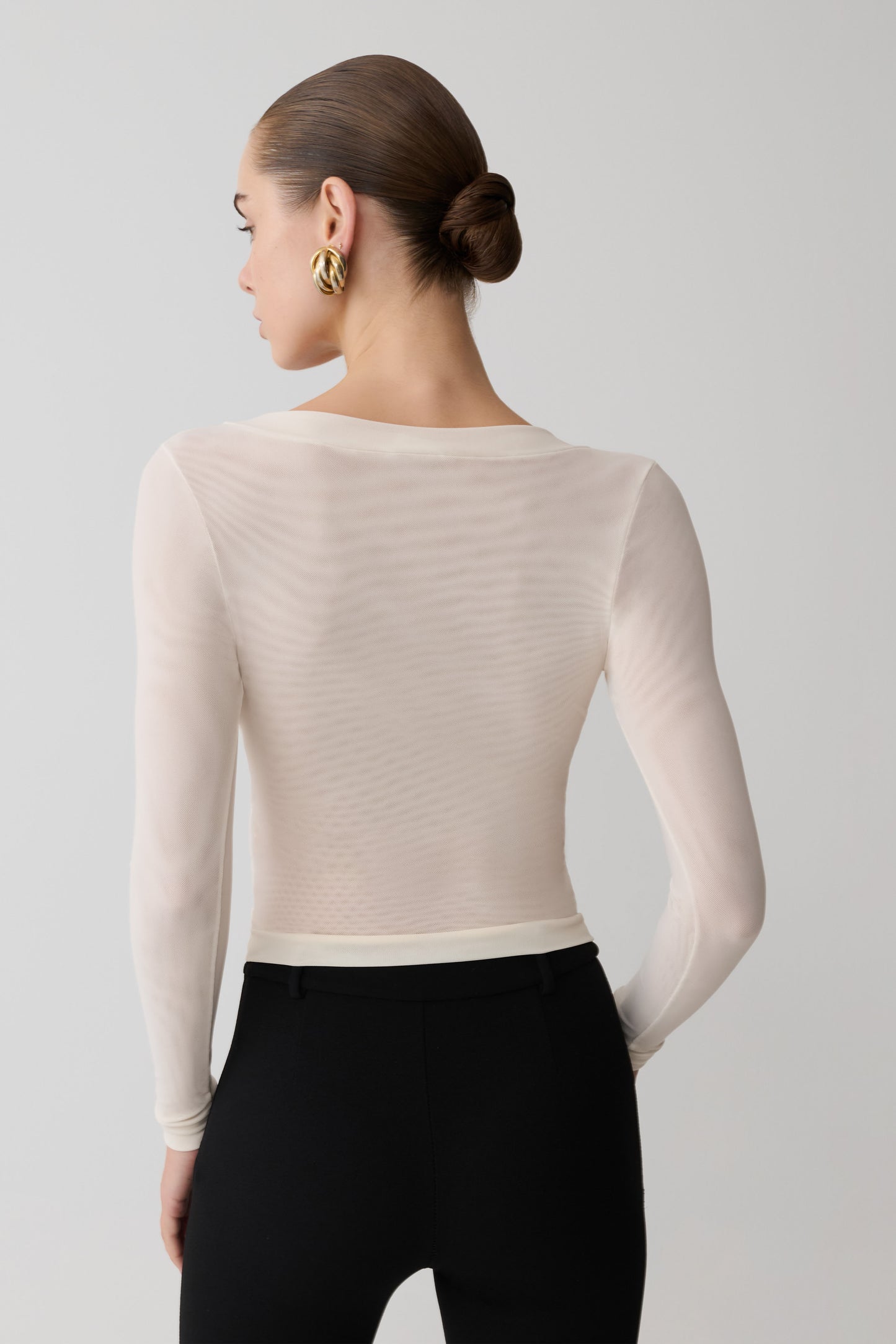 Lumi Long Sleeve Mesh Top - Bone