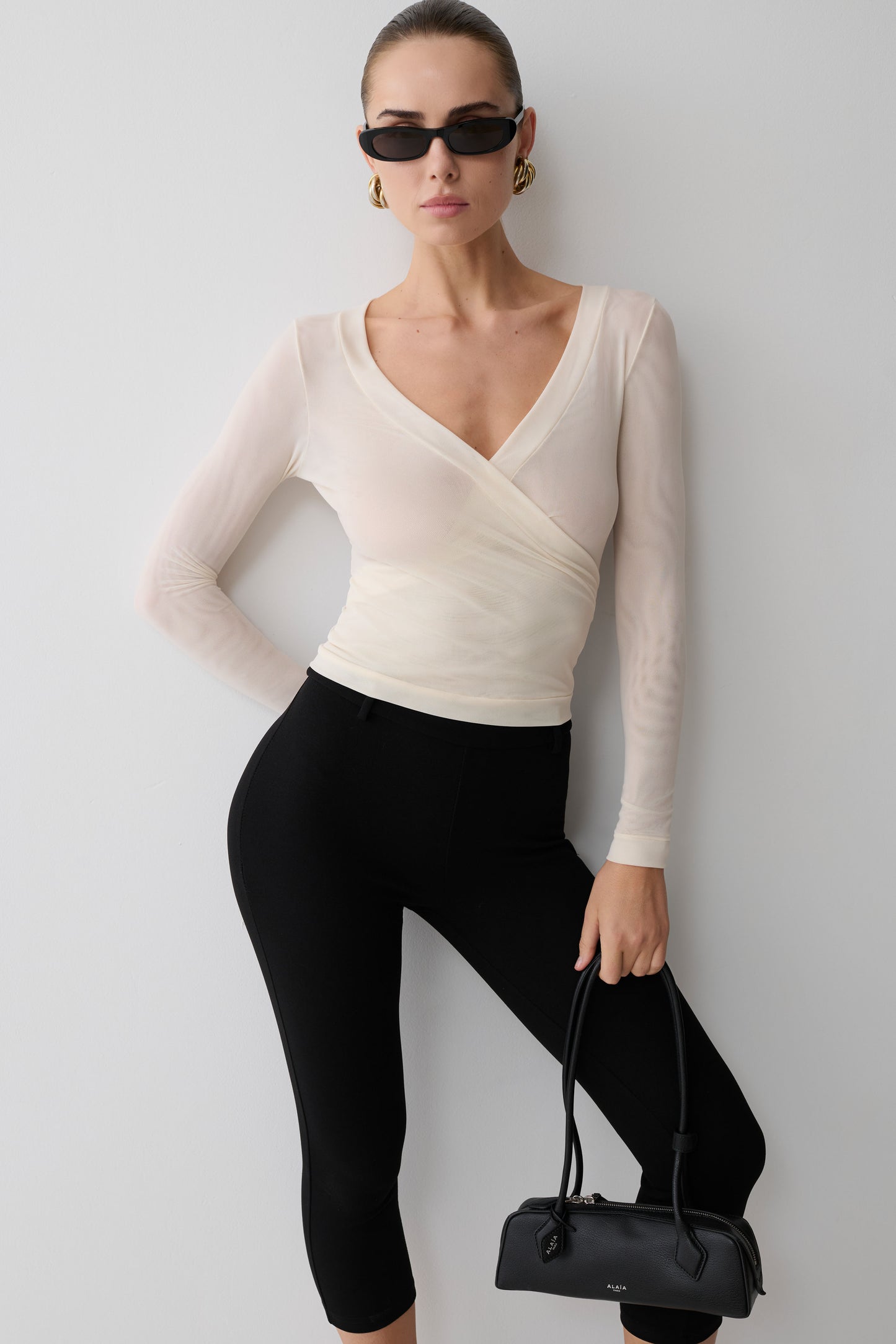 Lumi Long Sleeve Mesh Top - Bone