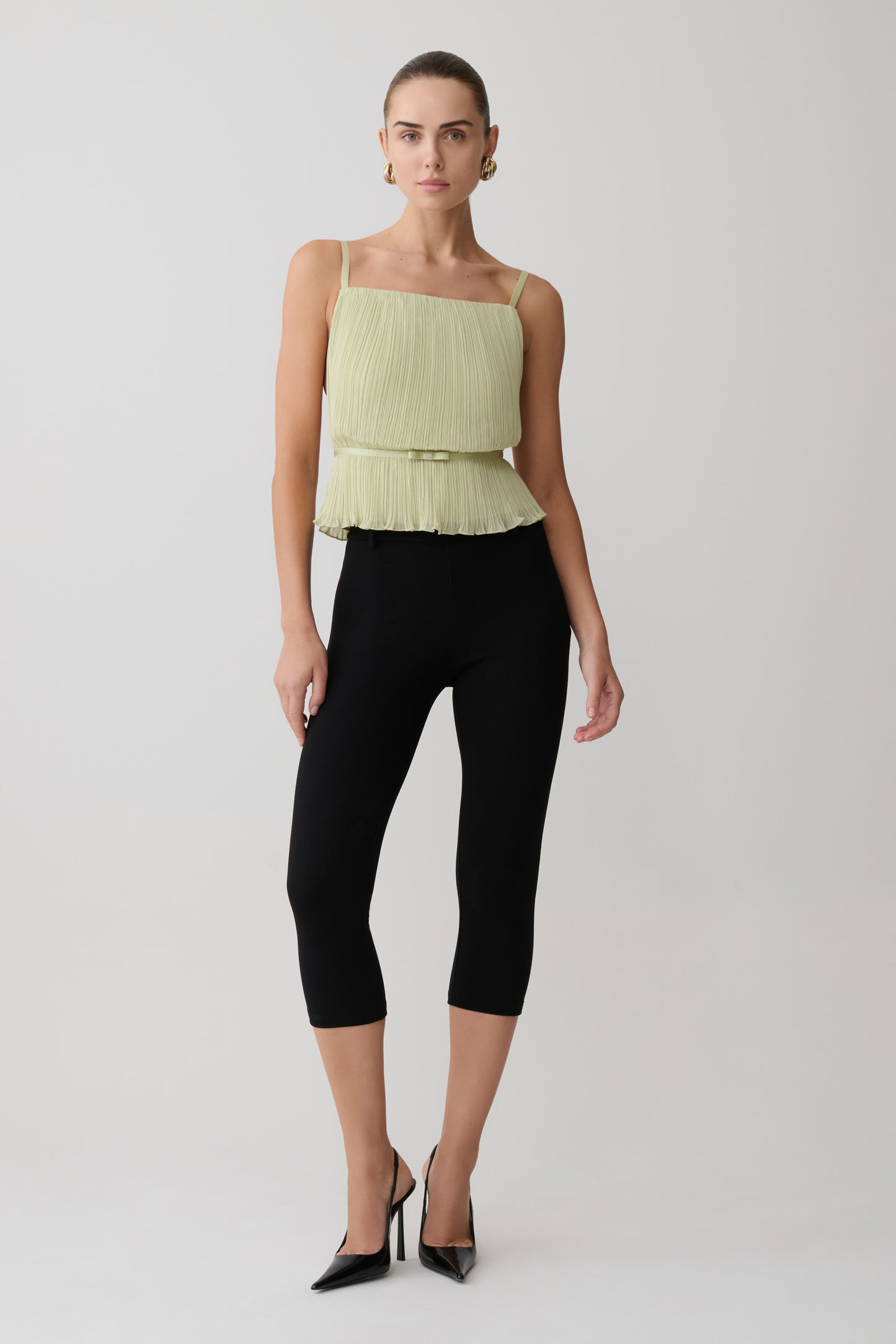 Lilou Pleated Sleeveless Top - Sage
