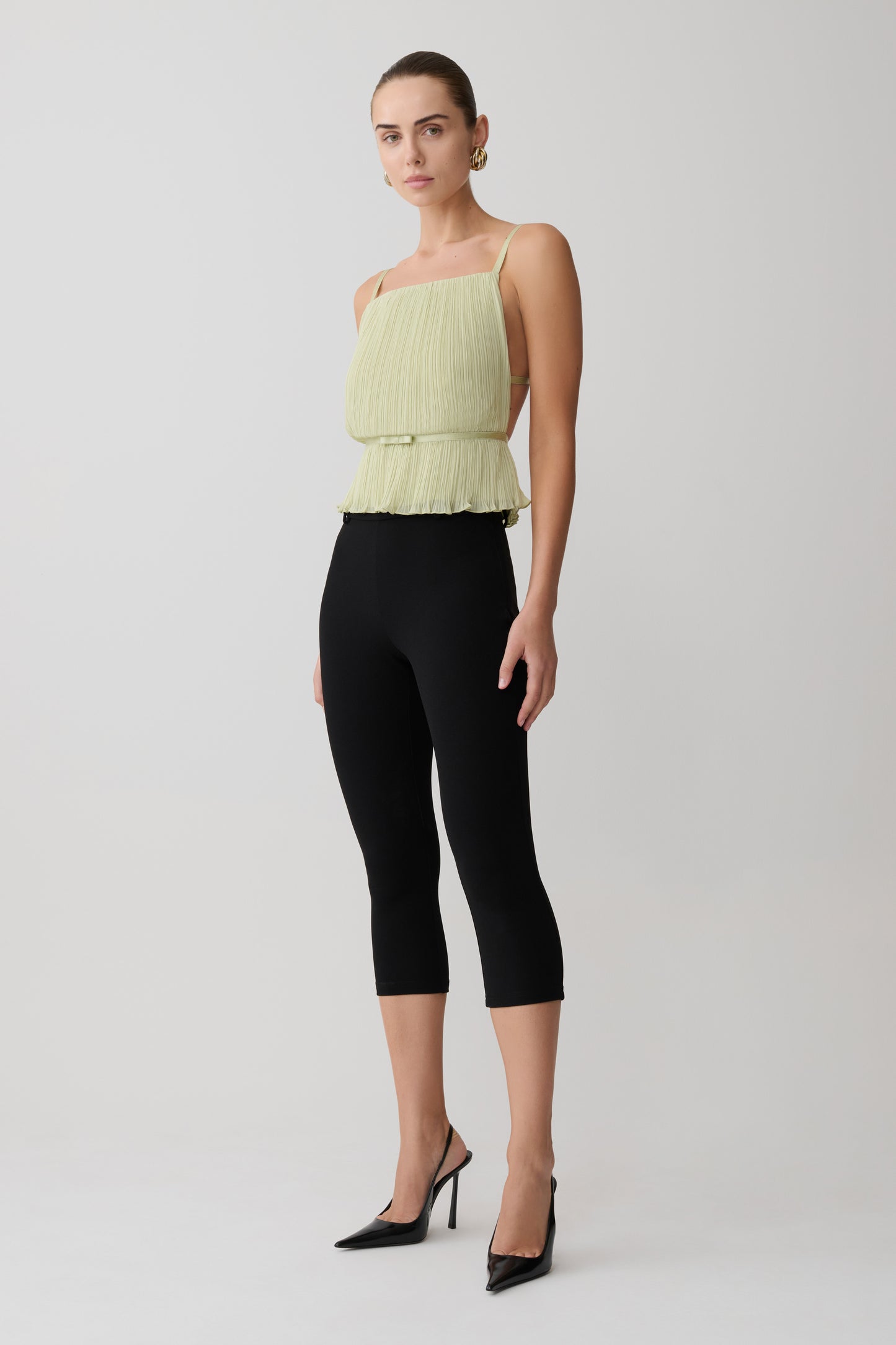 Lilou Pleated Sleeveless Top - Sage