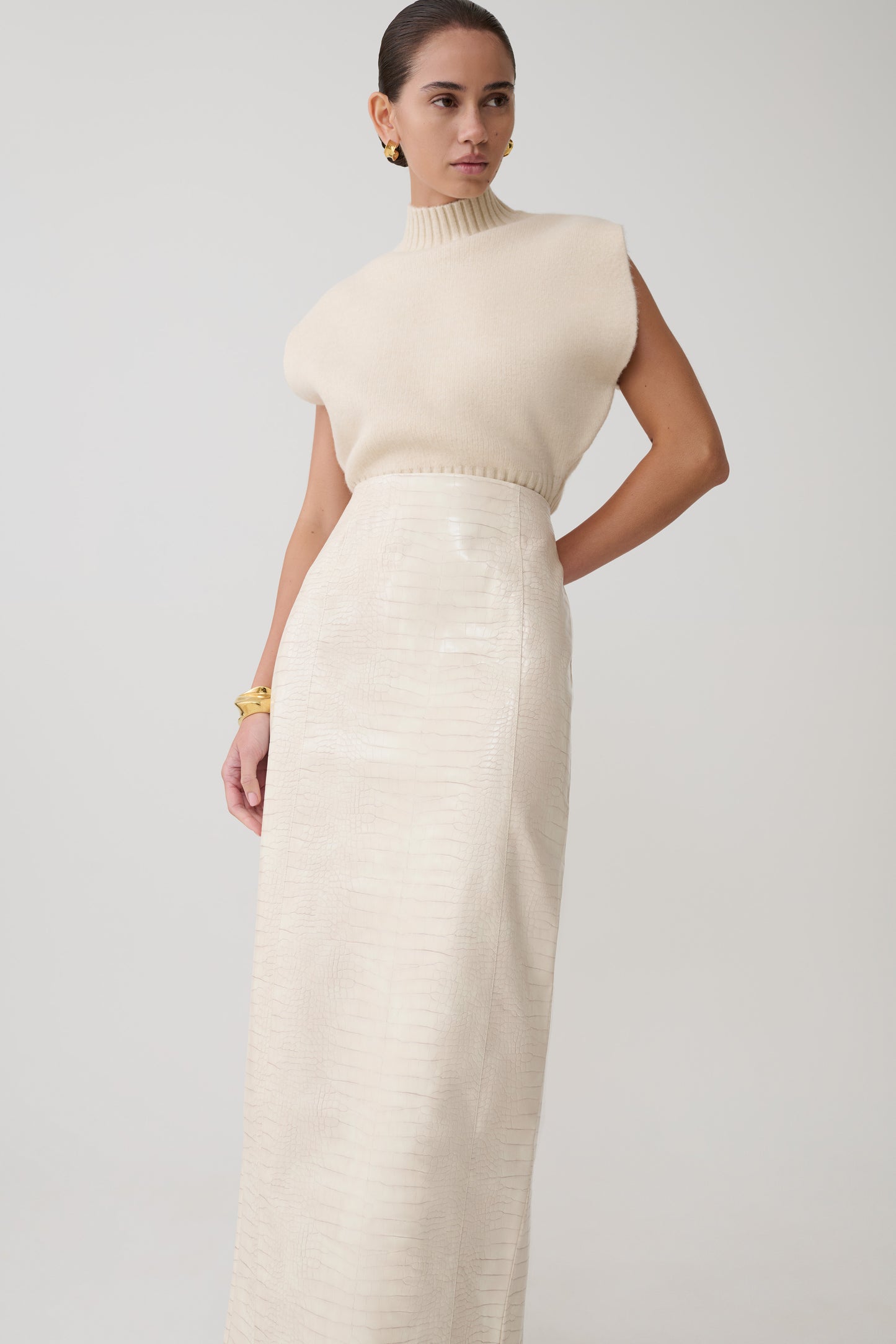 Niko Knit Oversized Top - Ivory