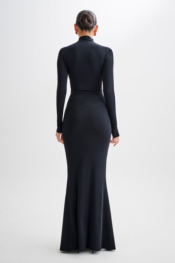 Pia Slinky Long Sleeve Cutout Maxi Dress - Black - View 5 | Shop Formal Dress