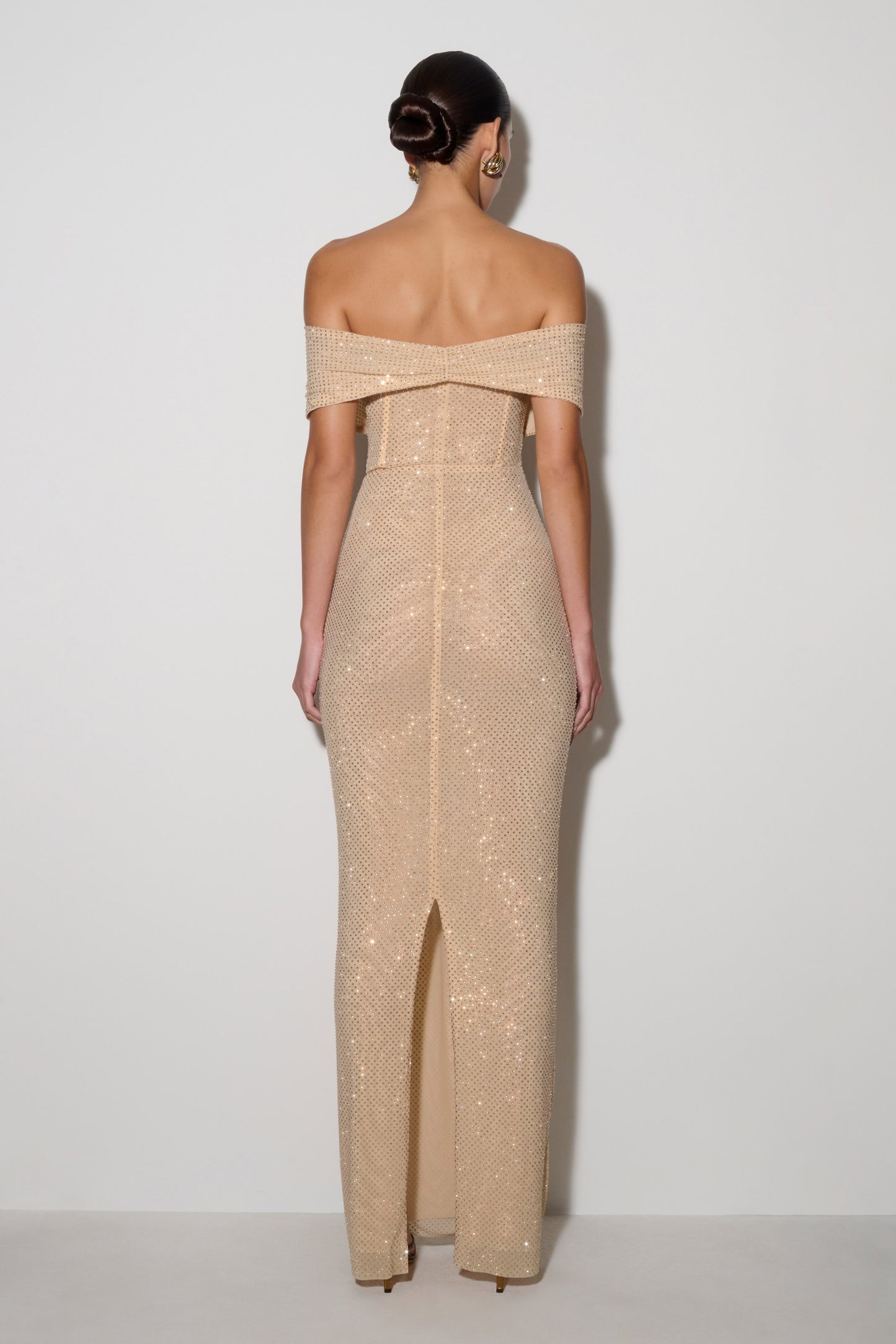 Phi Multi-Wear Cowl Diamante Maxi Dress - Gold