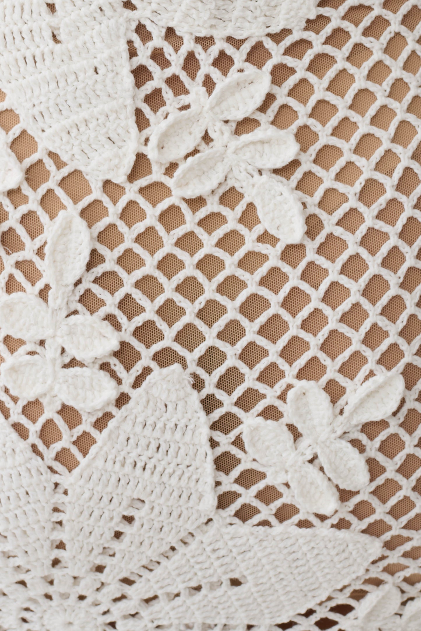 Mandie Hand Crochet Asymmetrical Maxi Dress - White