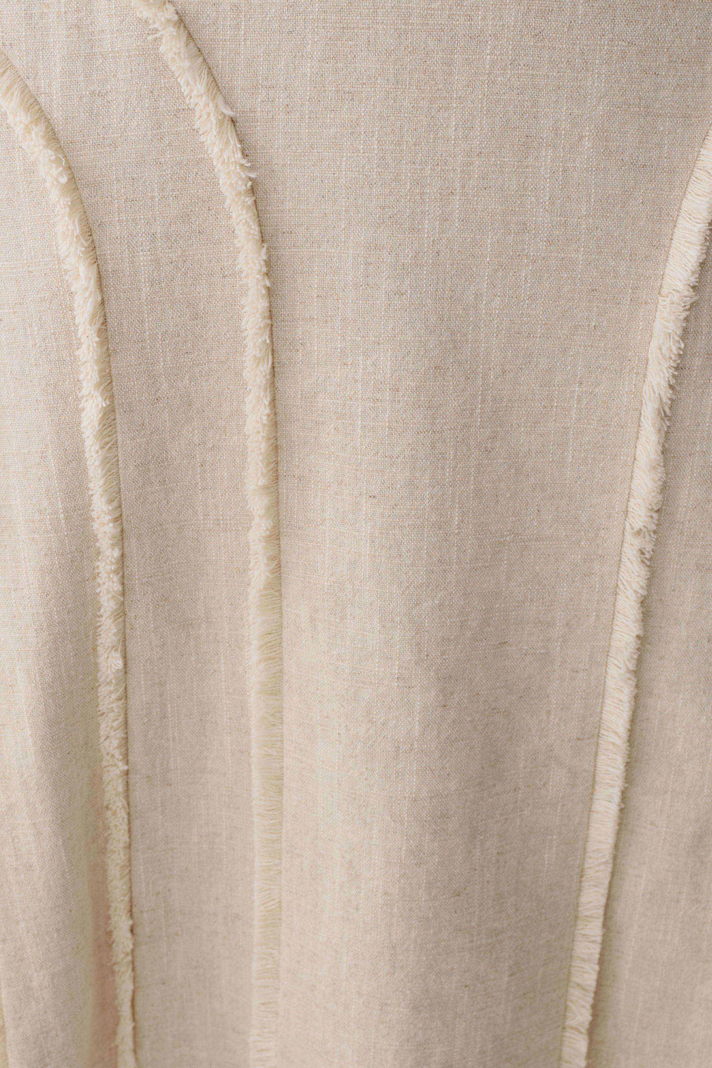 Annie Linen Frayed Midi Skirt - Natural