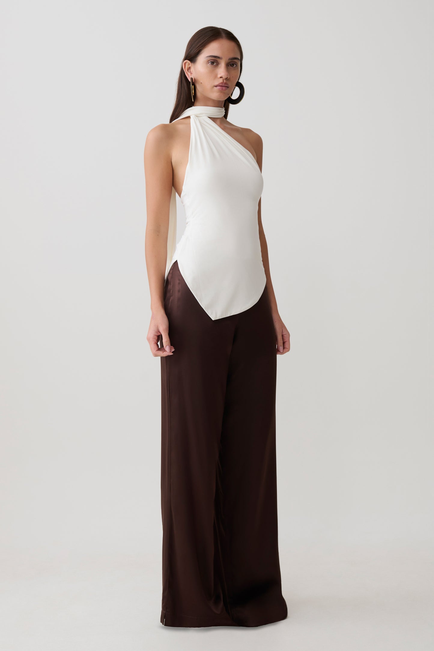 Jemma One Shoulder Tie Top - White