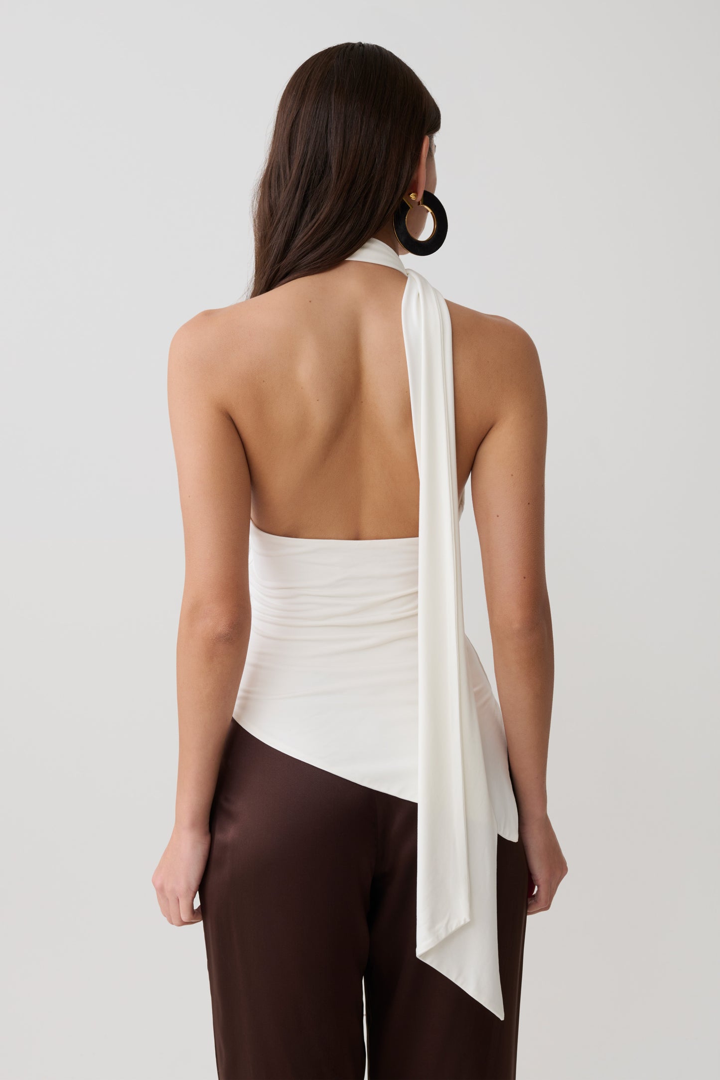 Jemma One Shoulder Tie Top - White