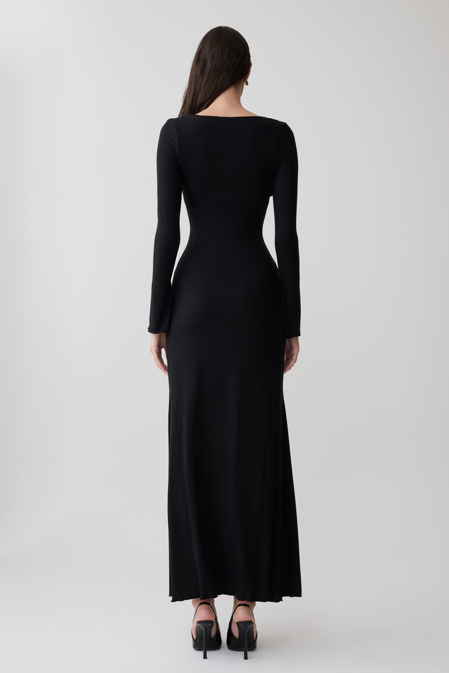 Tanya Buttoned Long Sleeve Maxi Dress - Black