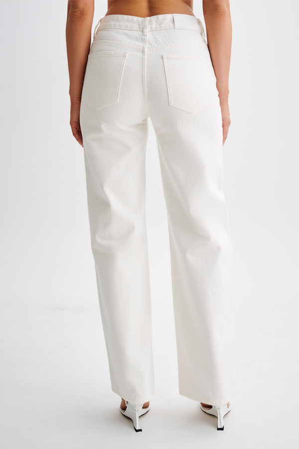 Roxy Wide Leg High Waist Denim Jeans - White