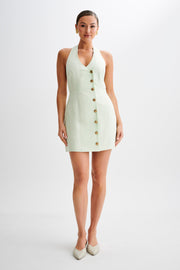 Lorraine Linen Halter Mini Dress - Mint