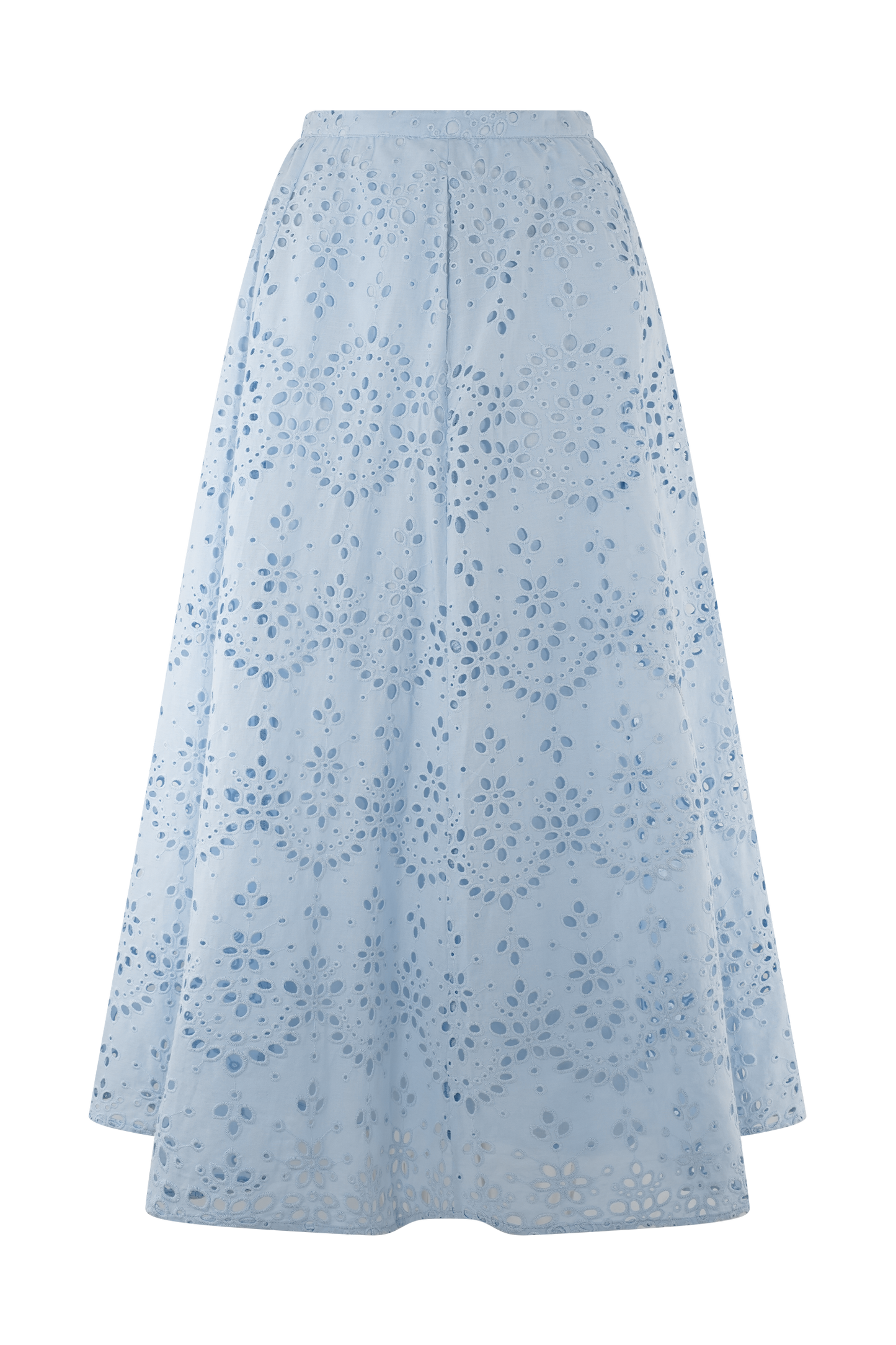Arla Broderie Midi Skirt - Pale Cornflower Blue