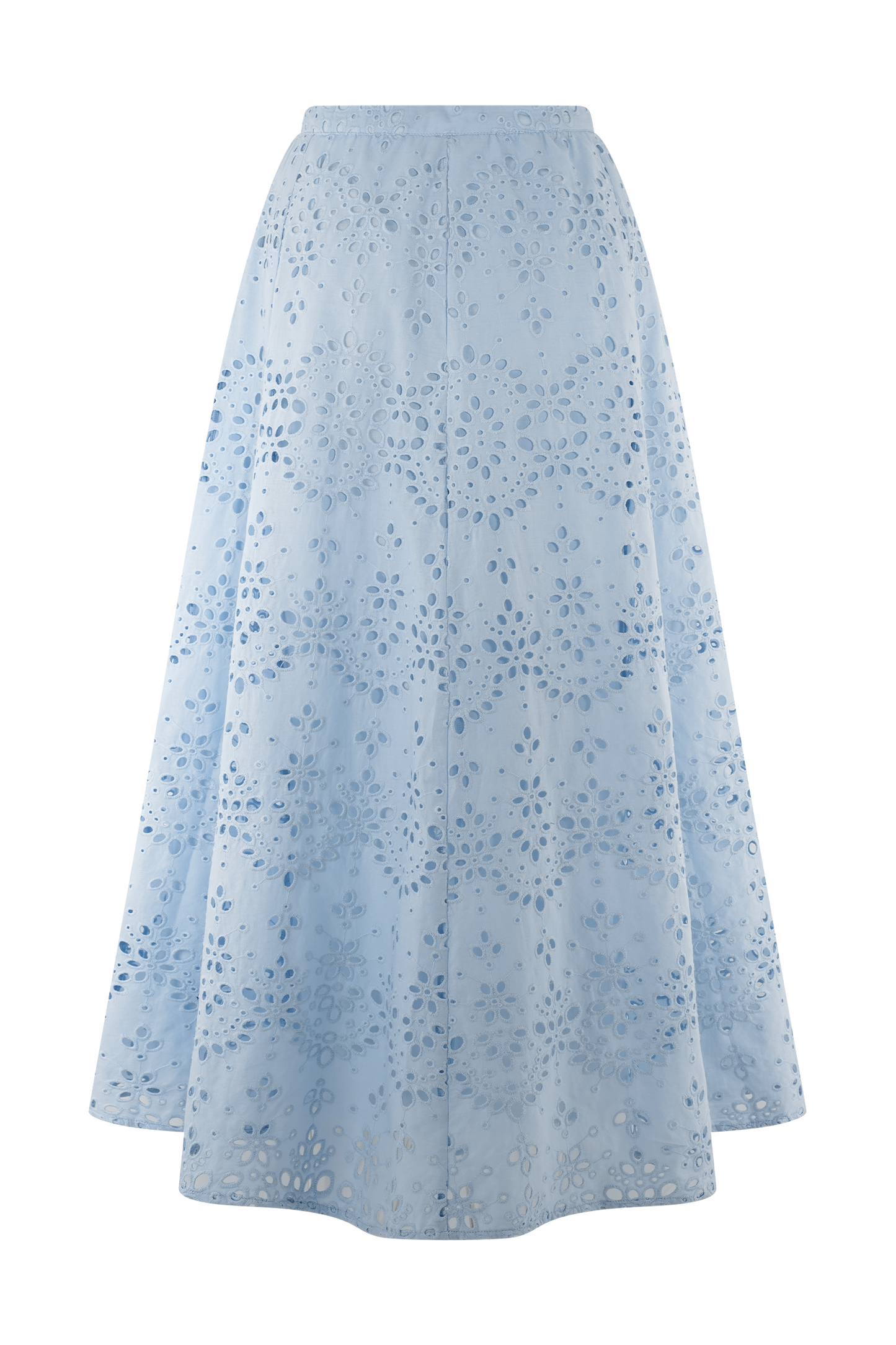 Arla Broderie Midi Skirt - Pale Cornflower Blue