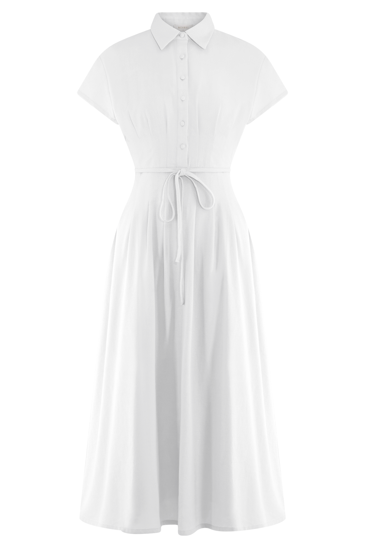 Aysha Buttoned Linen Midi Dress - White