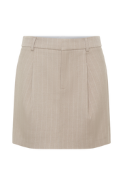 Tracey Suiting Mini Skirt - Taupe Pinstripe