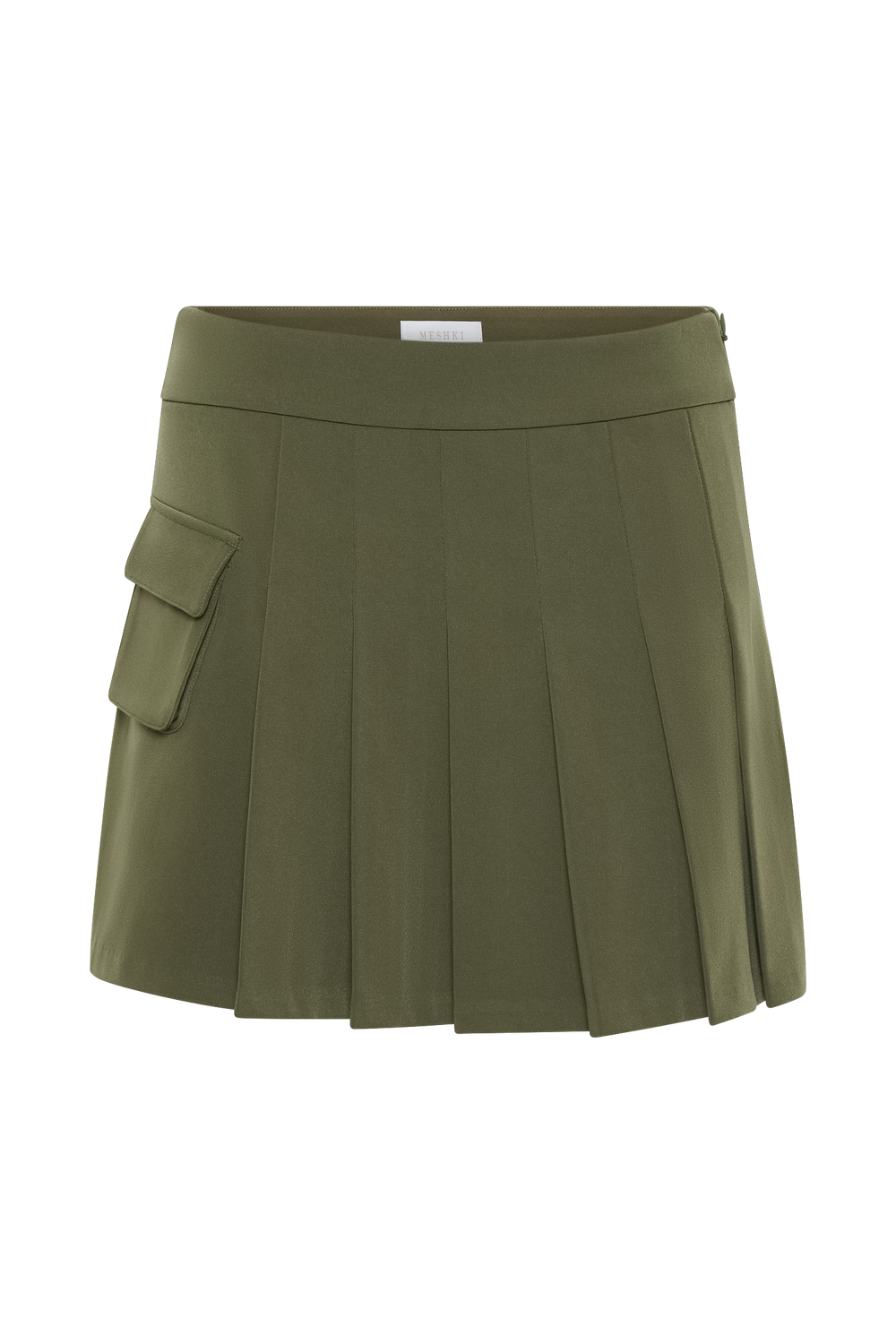 Brigitte Pleated Mini Skirt With Pocket - Military Olive
