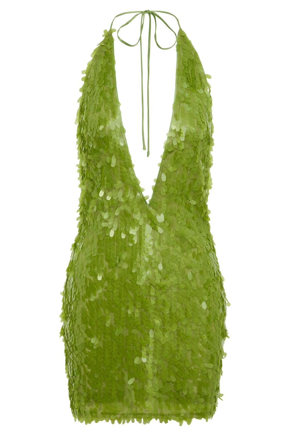 Primrose Sequin Halter Mini Dress - Parakeet Green