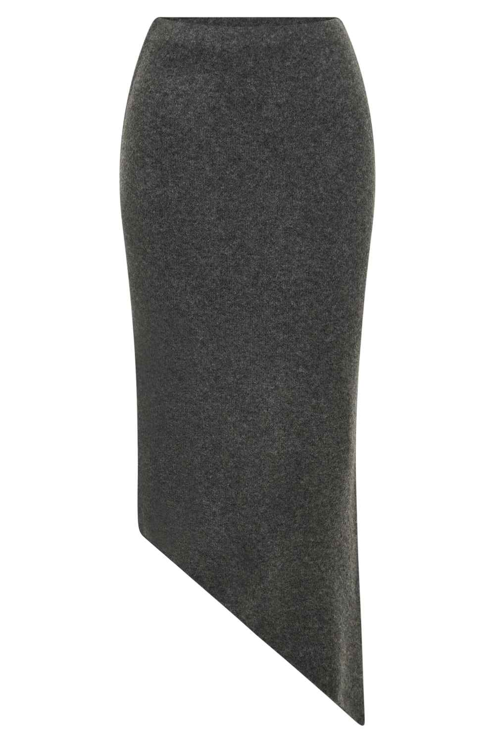 Genevieve Asymmetrical Knit Midi Skirt - Charcoal