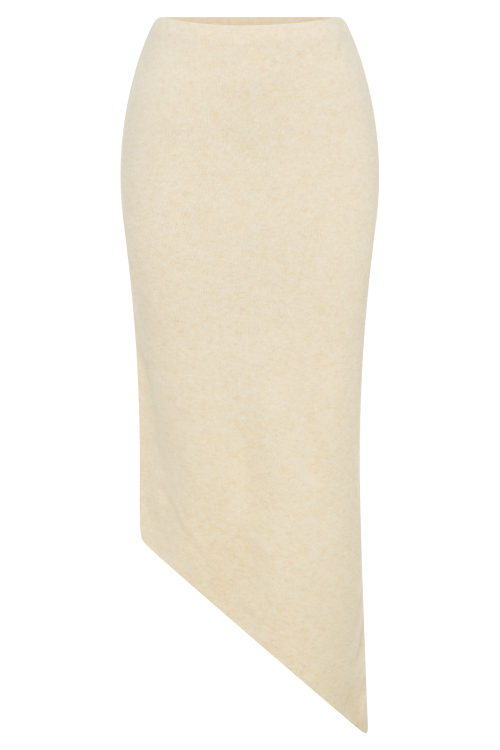 Genevieve Asymmetrical Knit Midi Skirt - Cream Marle