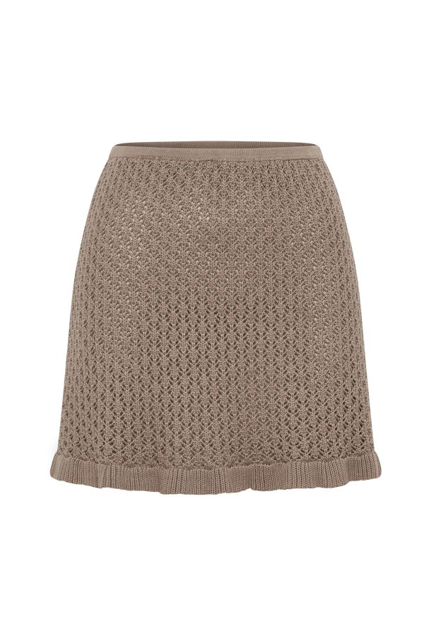Serina A-Line Knit Mini Skirt - Taupe