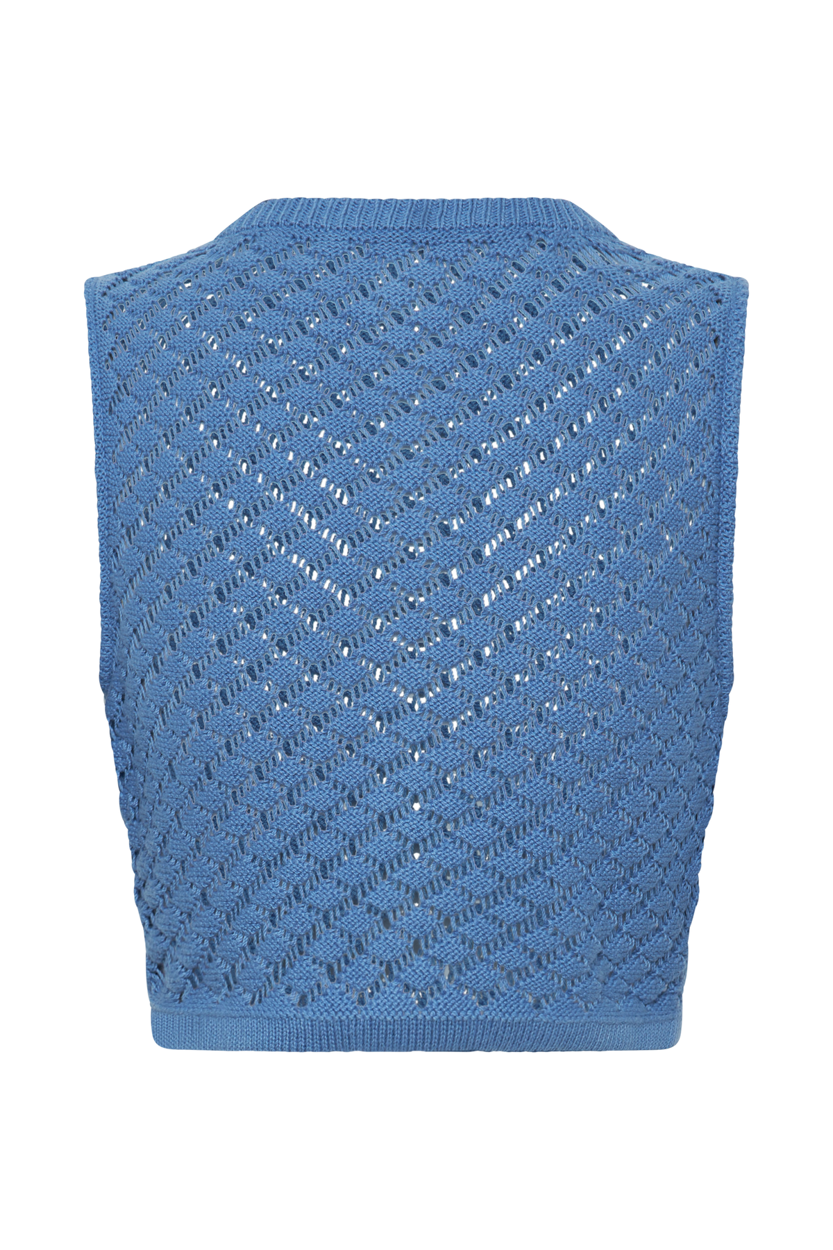 Lorenza Crochet Button Down Crop Top - Periwinkle