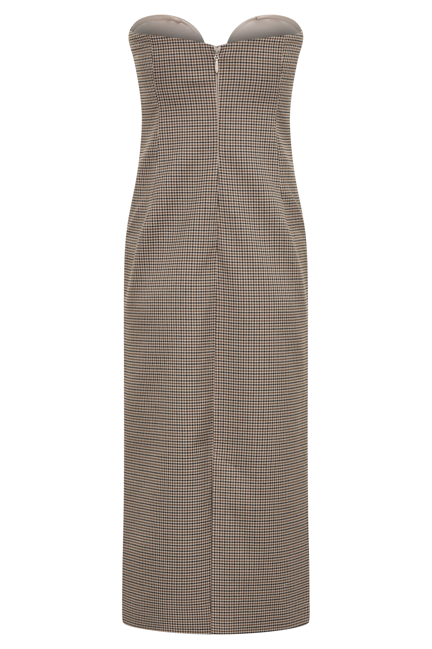 Christie Strapless Midi Dress - Tan Check