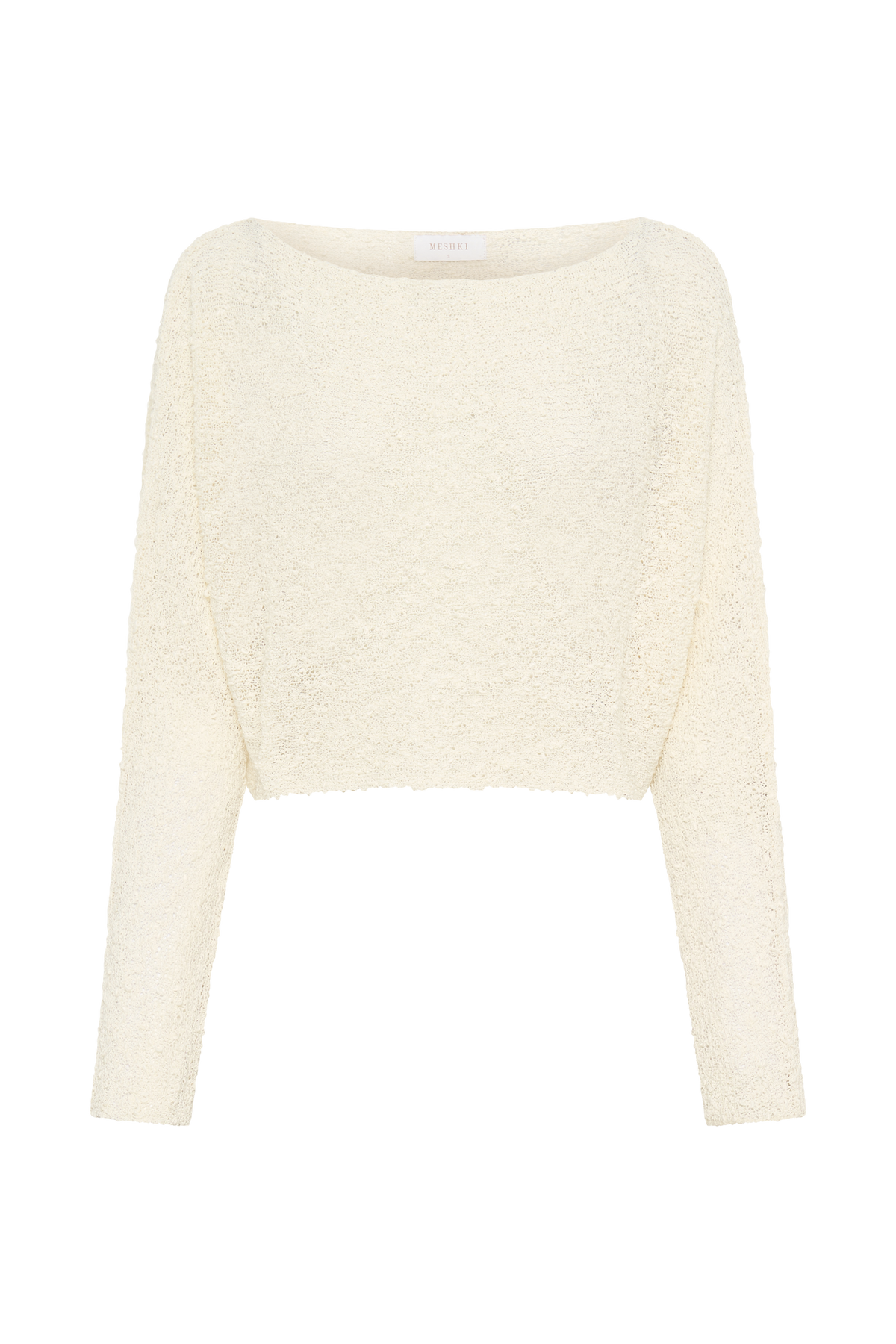 Petra Long Sleeve Knit Crop Top - Ivory