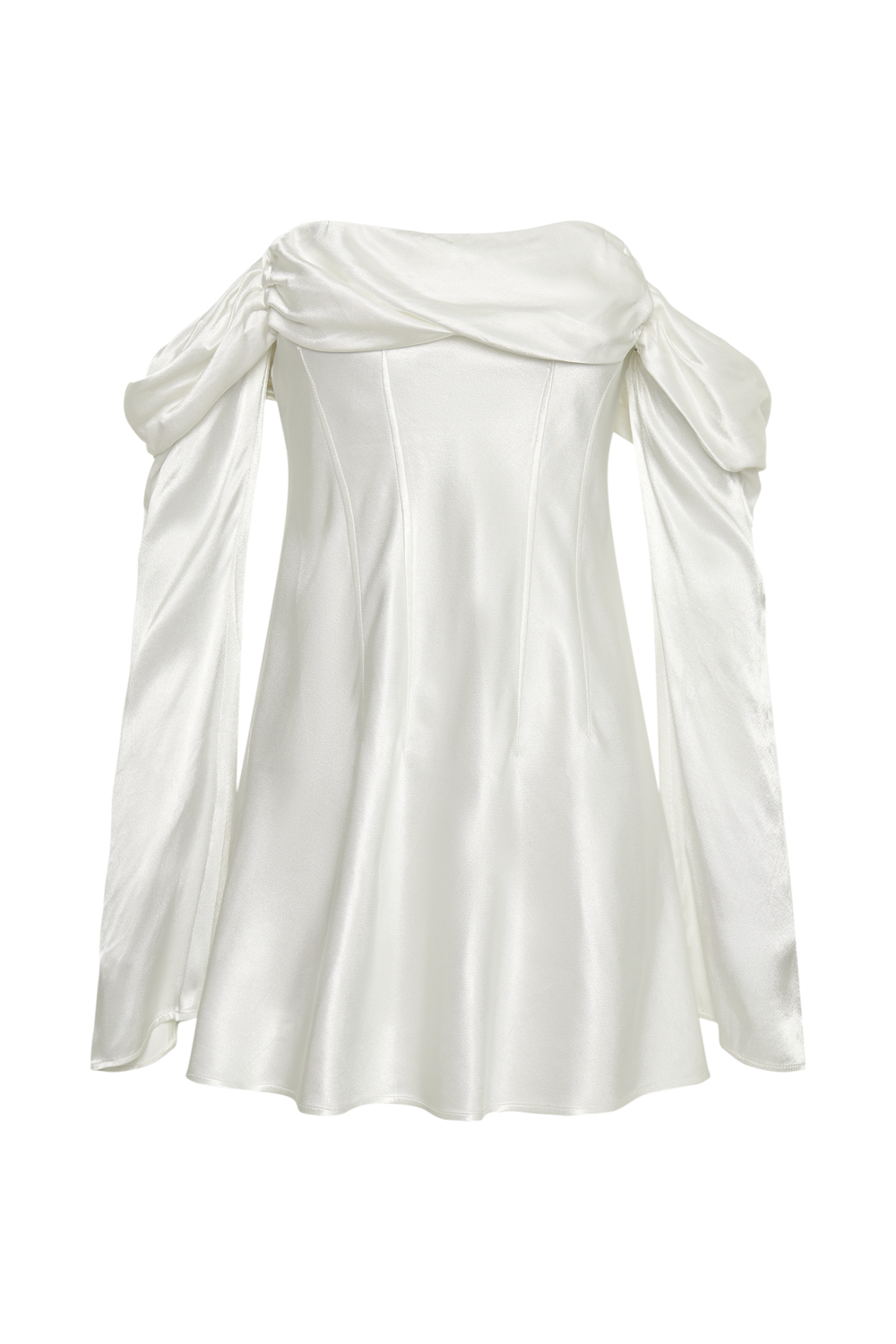 Giselle Off Shoulder Satin Mini Dress - White
