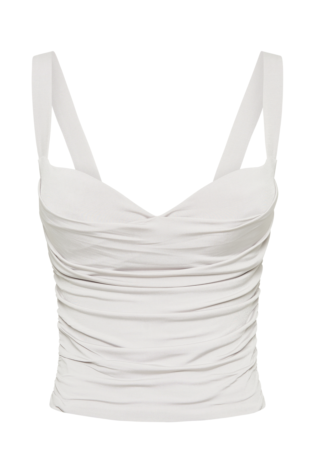 Hailey Slinky Long Line Sweetheart Top - Ice Grey