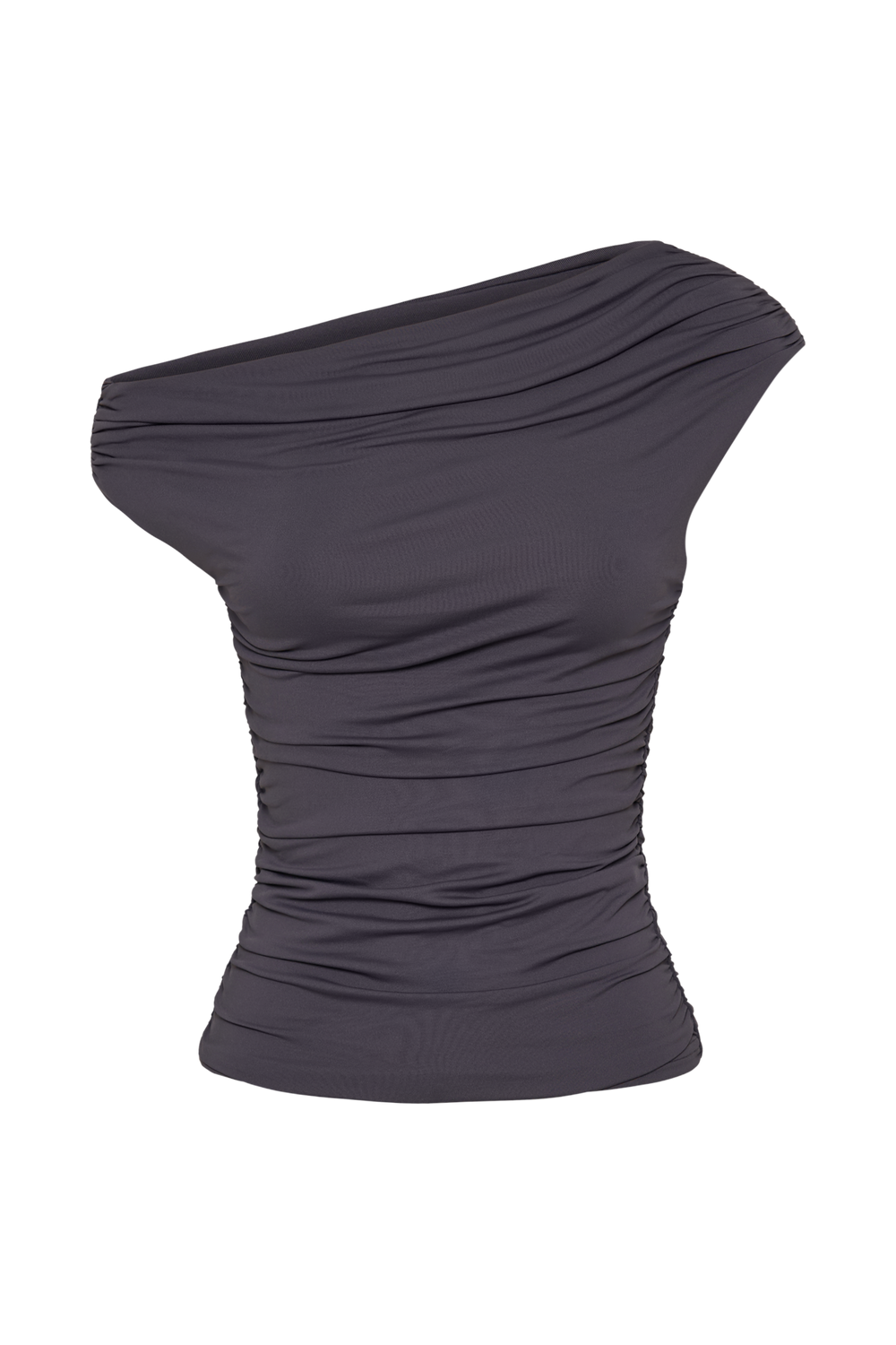 Alayna Recycled Nylon Ruched Top - Charcoal