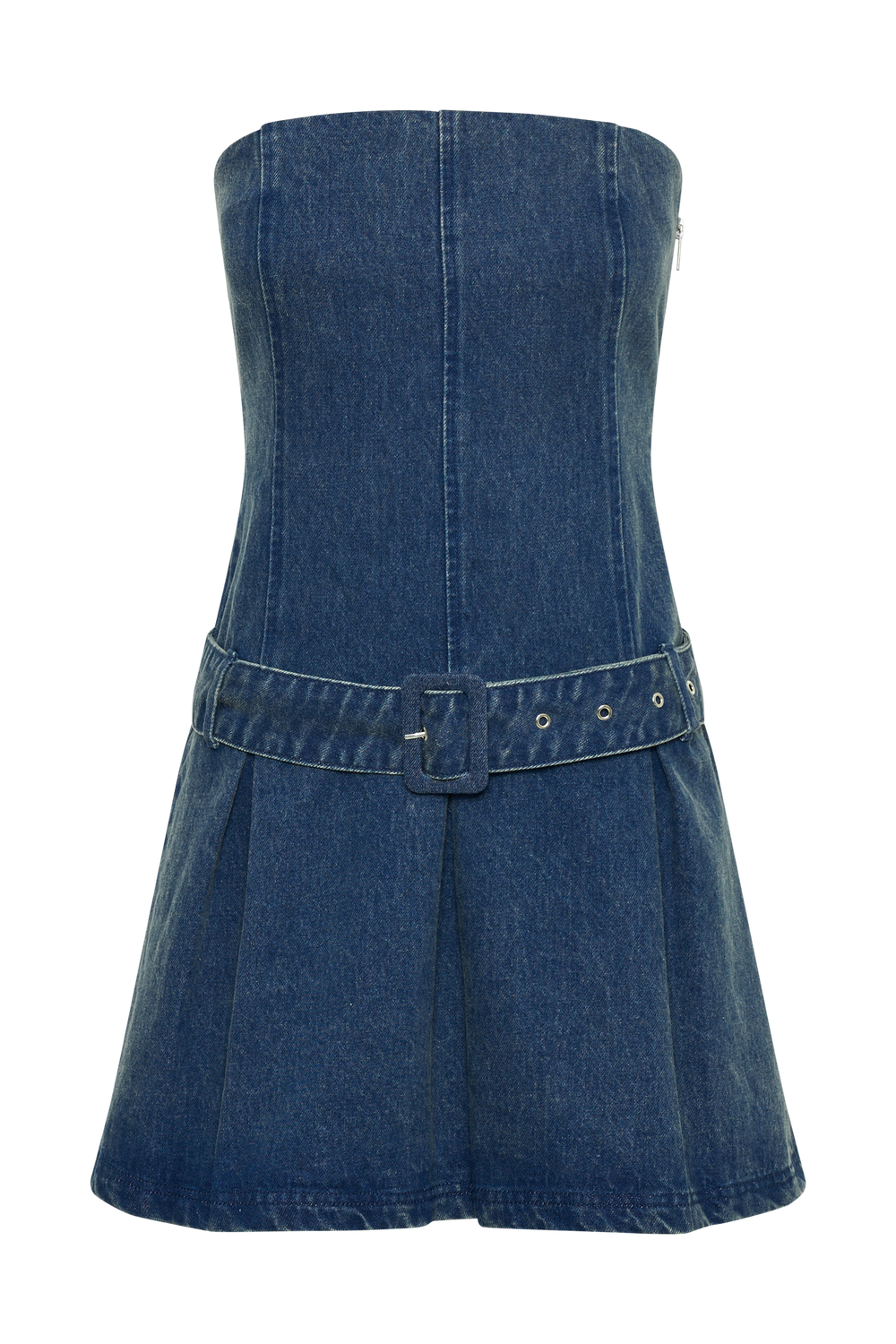 Lee Denim Pleated Mini Dress - Dark Blue