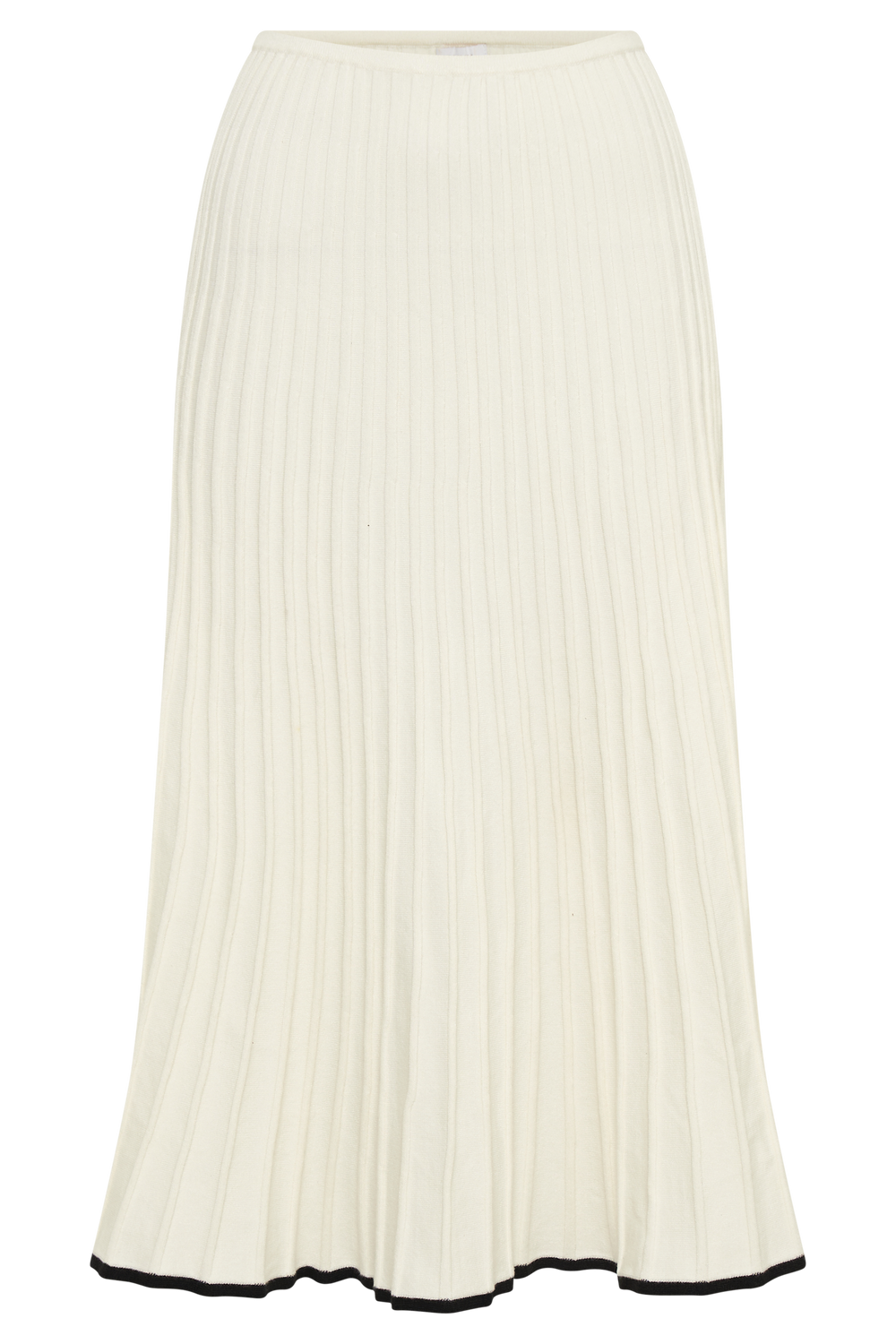 Jolene Contrast Rib Knit Midi Skirt - White