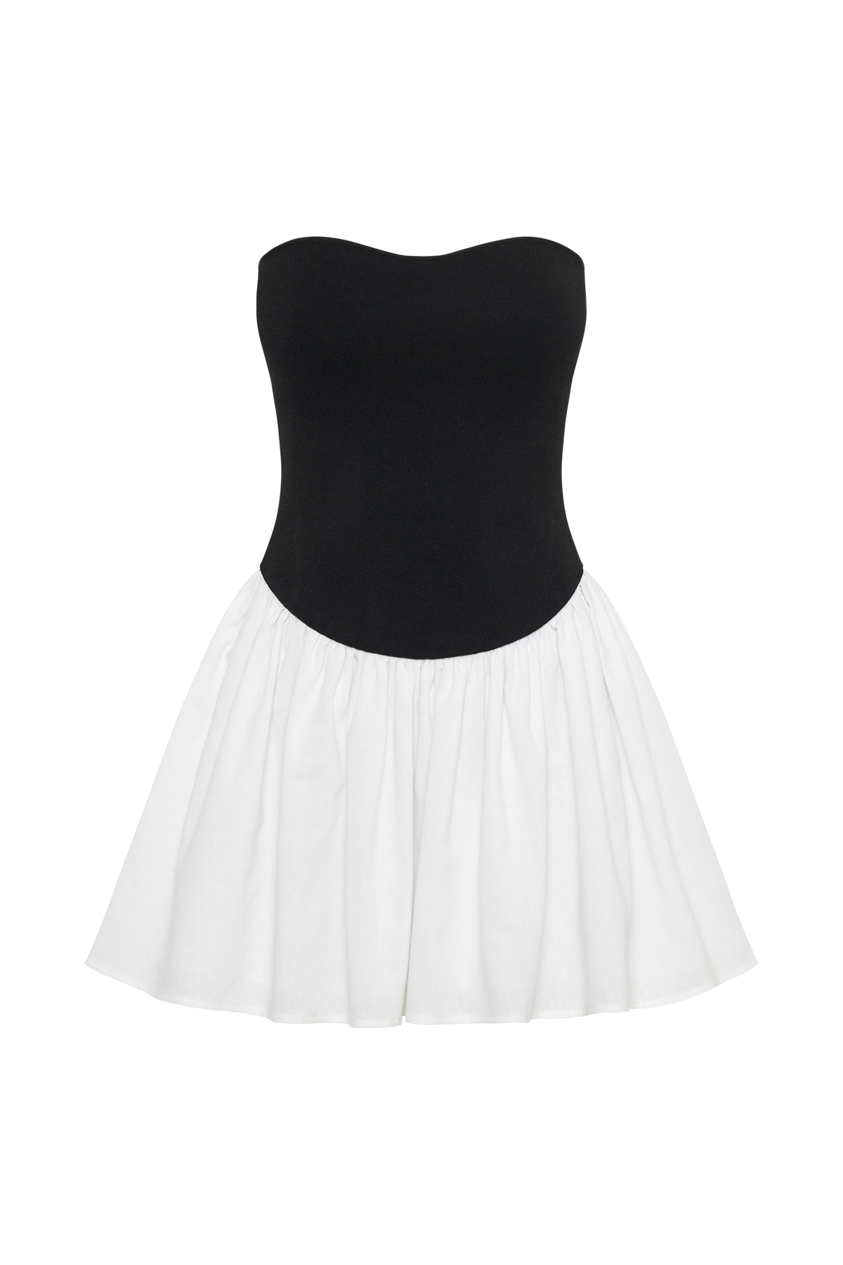 Hannah Knit And Linen Mini Dress - Black/White