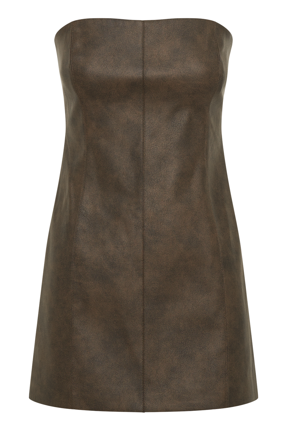 Pamela Faux Leather Mini Dress - Vintage Chocolate