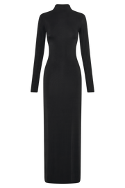 Elani Slinky High Neck Maxi Dress - Black