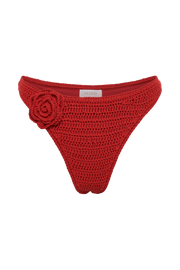 Valencia Rose Crochet Bikini Bottom - Red