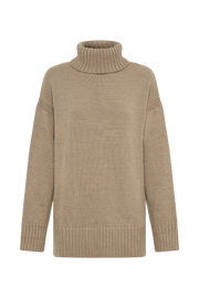 Brittany High Neck Knit Jumper - Taupe
