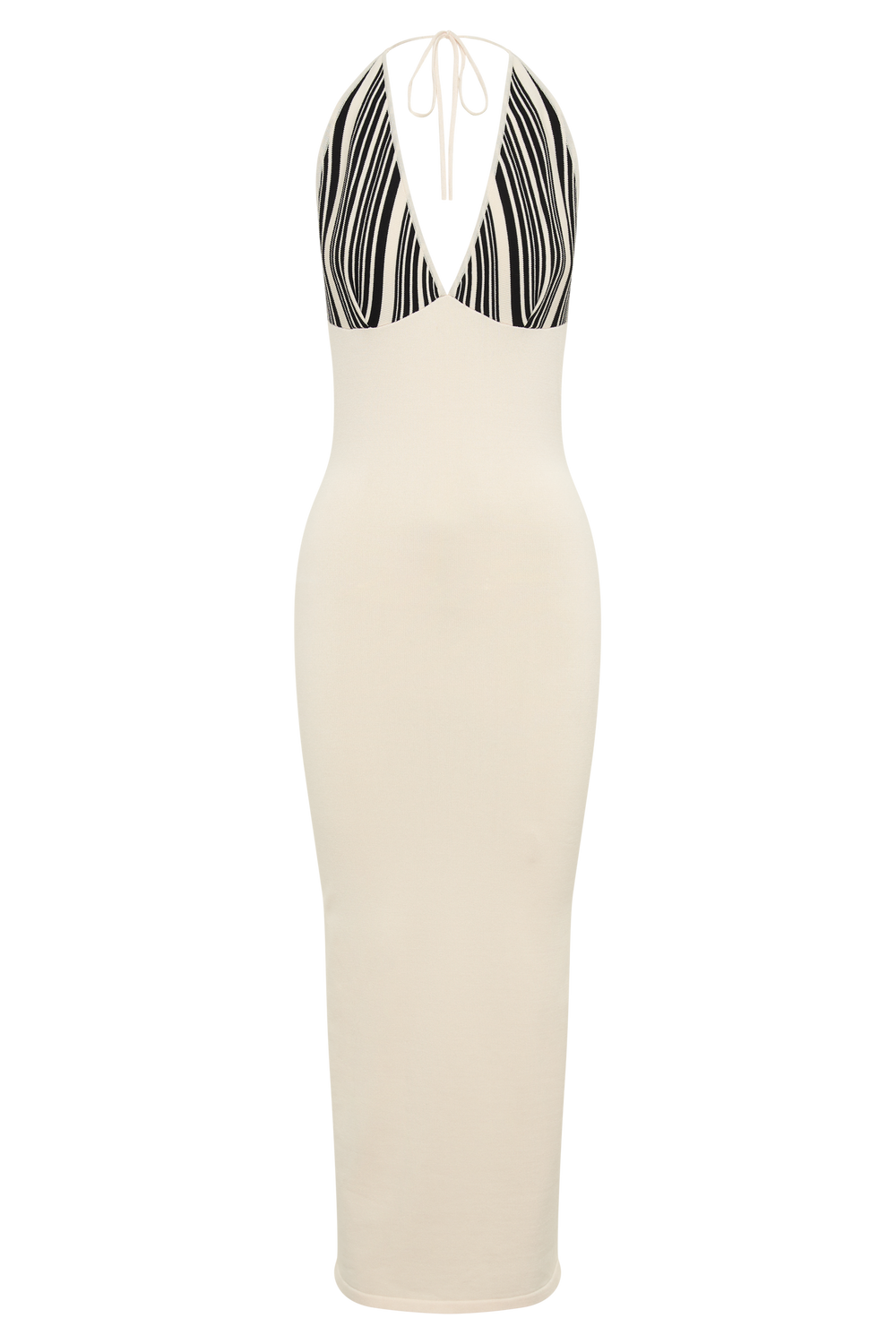 Dana Stripe Knit Halter Midi Dress - Ivory