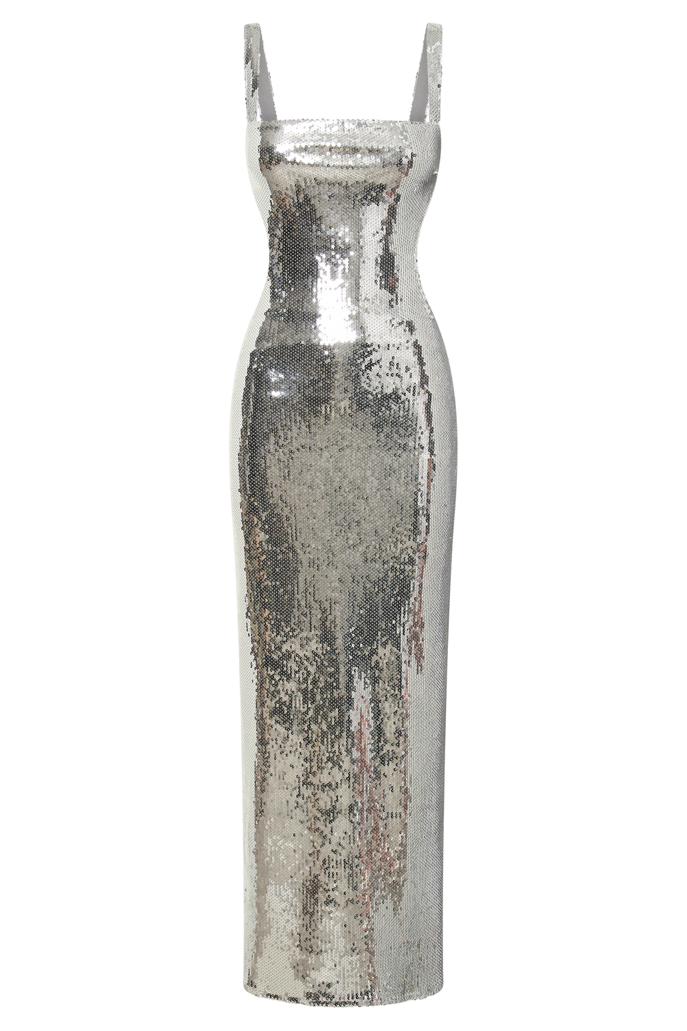 Adoria Sequin Cut Out Maxi Dress - Silver
