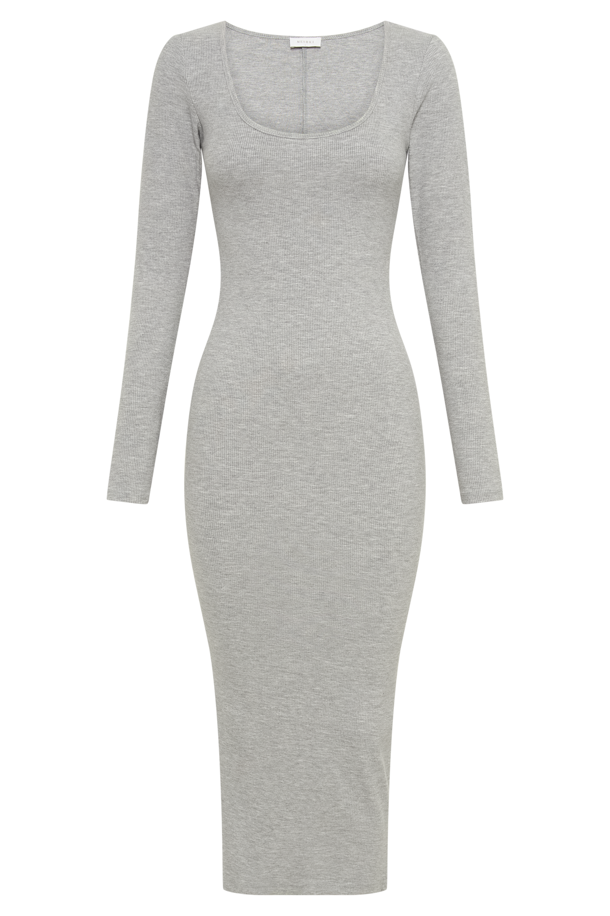 Sierra Scoop Neck Long Sleeve Midi Dress - Grey Marle