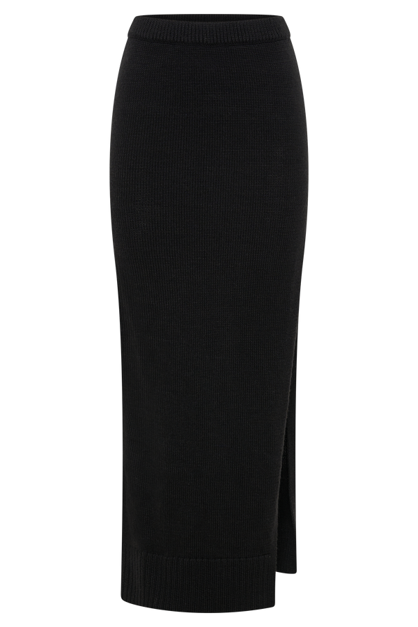 Brittany Knit Midi Skirt - Black