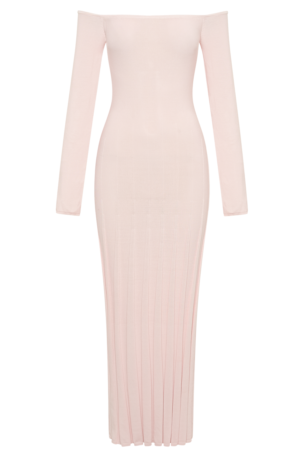 Emmeline Long Sleeve Rib Knit Midi Dress - Fairy Floss Pink