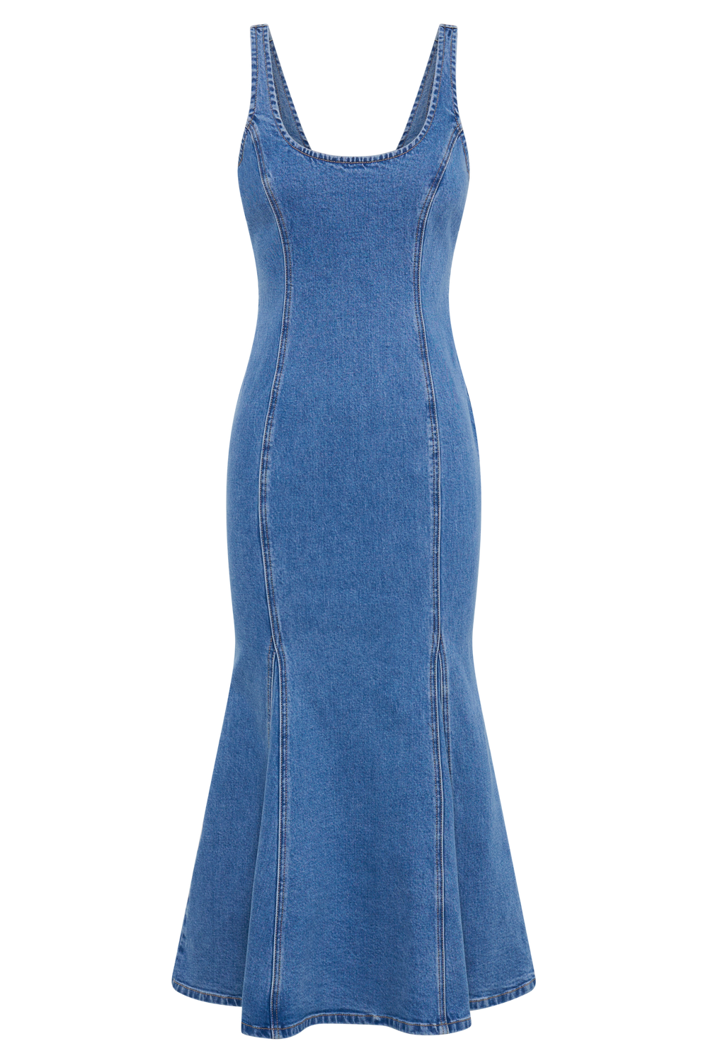Milena Denim Midi Dress - 70's Blue