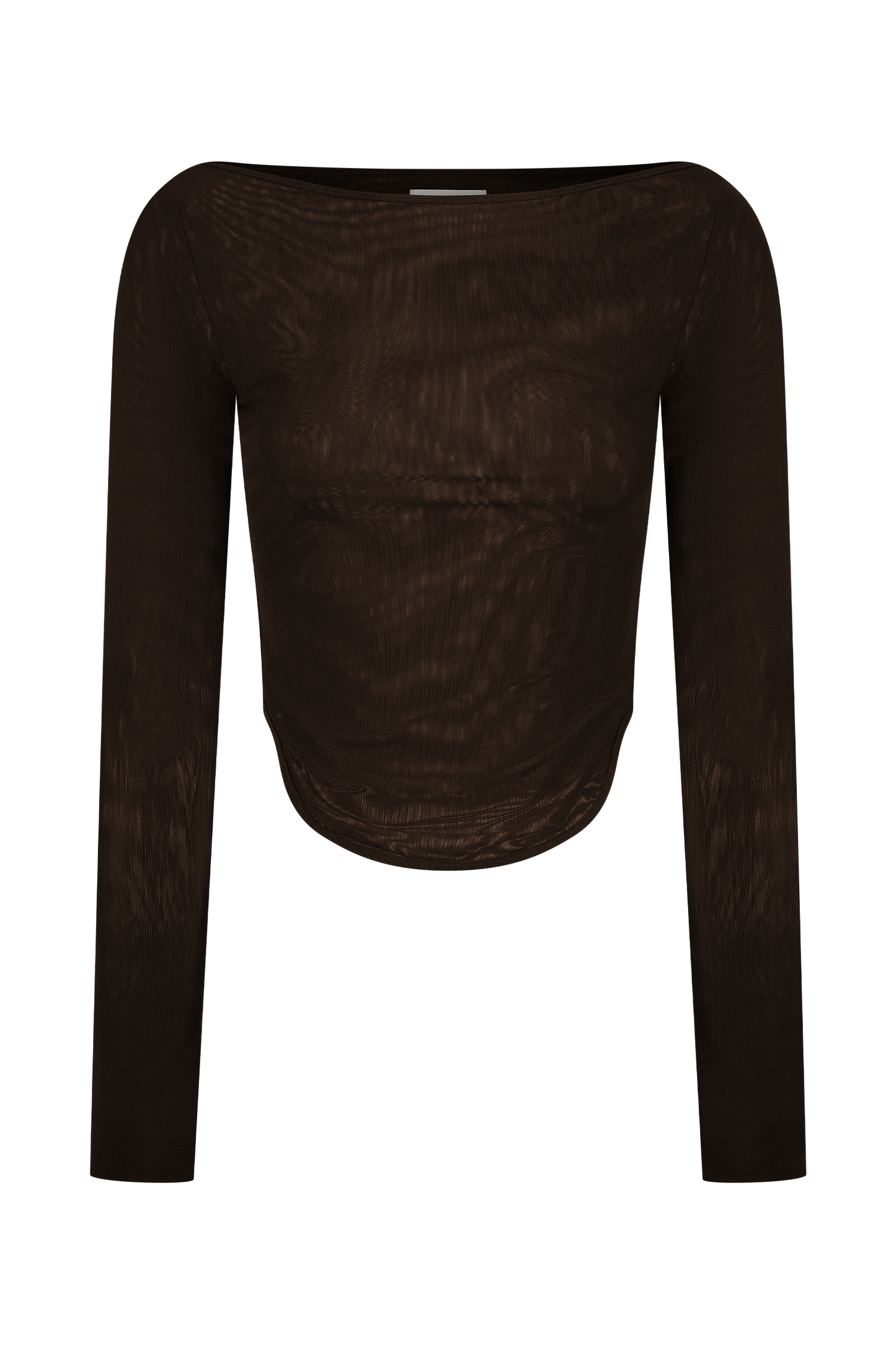 Colette Boat Neck Mesh Top - Dark Chocolate