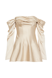 Giselle Off Shoulder Satin Mini Dress - Gold