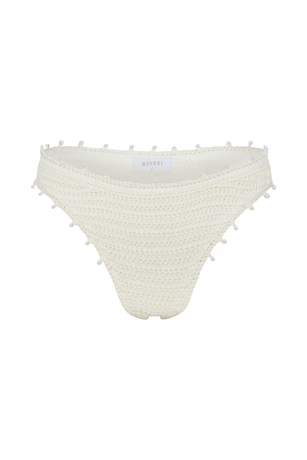Sadie Pearl Knit Bikini Bottom - White